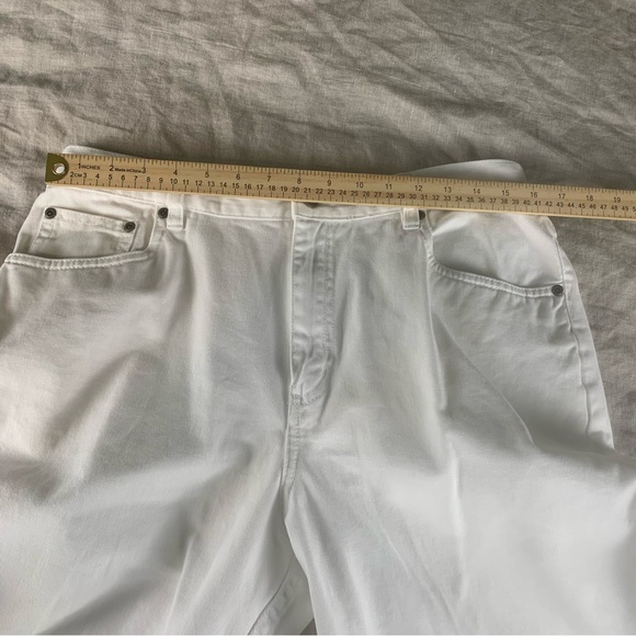 LL Bean Original White Cotton Denim Capri/Cropped Pants‎ Size 14 Elastic Panel - Picture 6 of 11